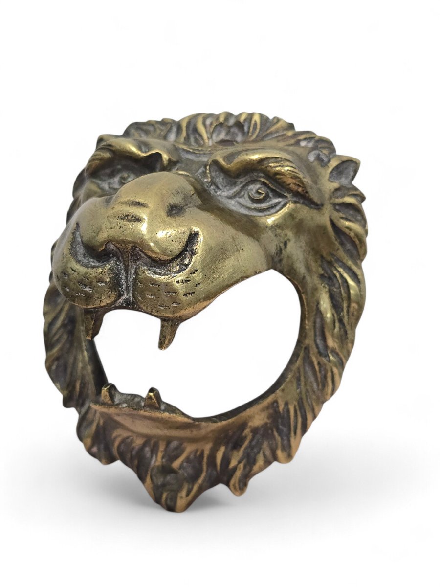 Tête de lion en bronze, XIXe siècle-photo-3