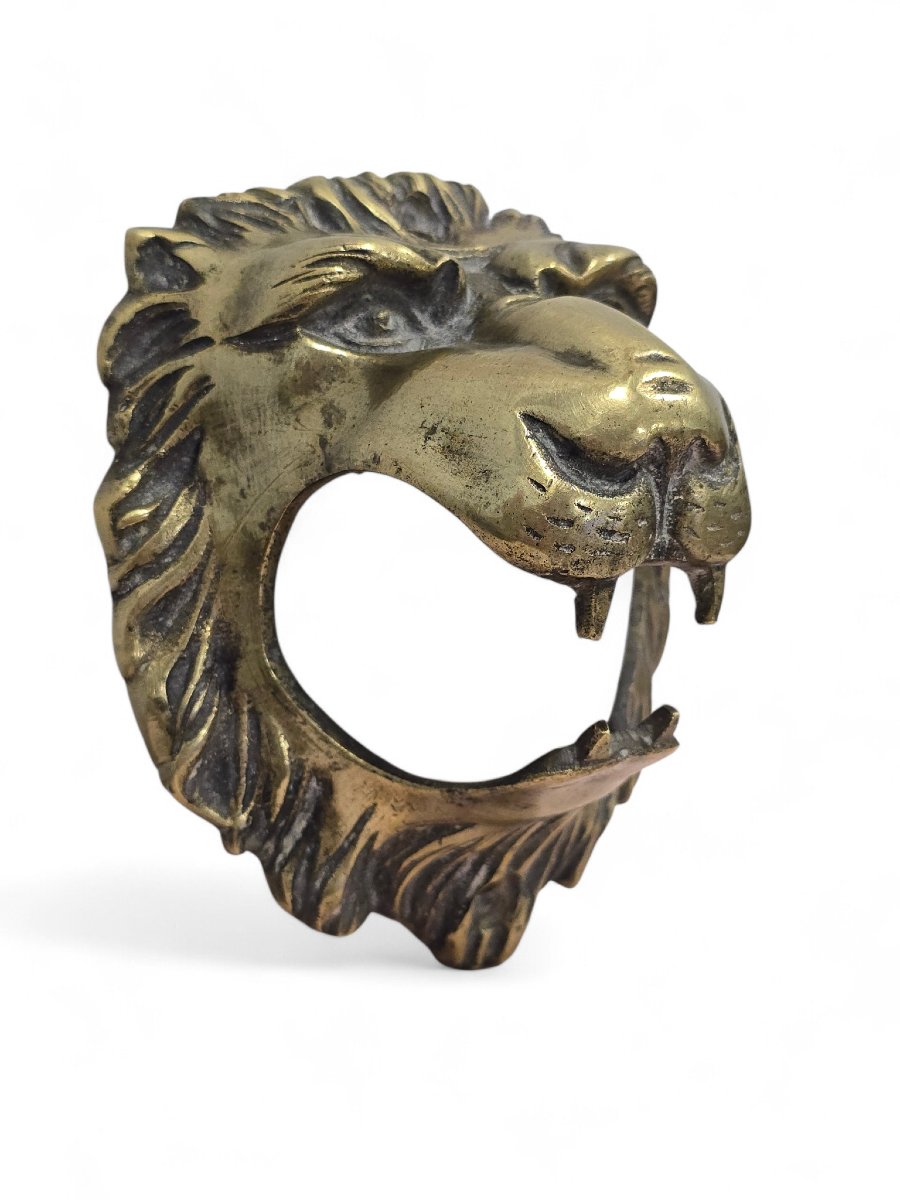 Tête de lion en bronze, XIXe siècle-photo-2