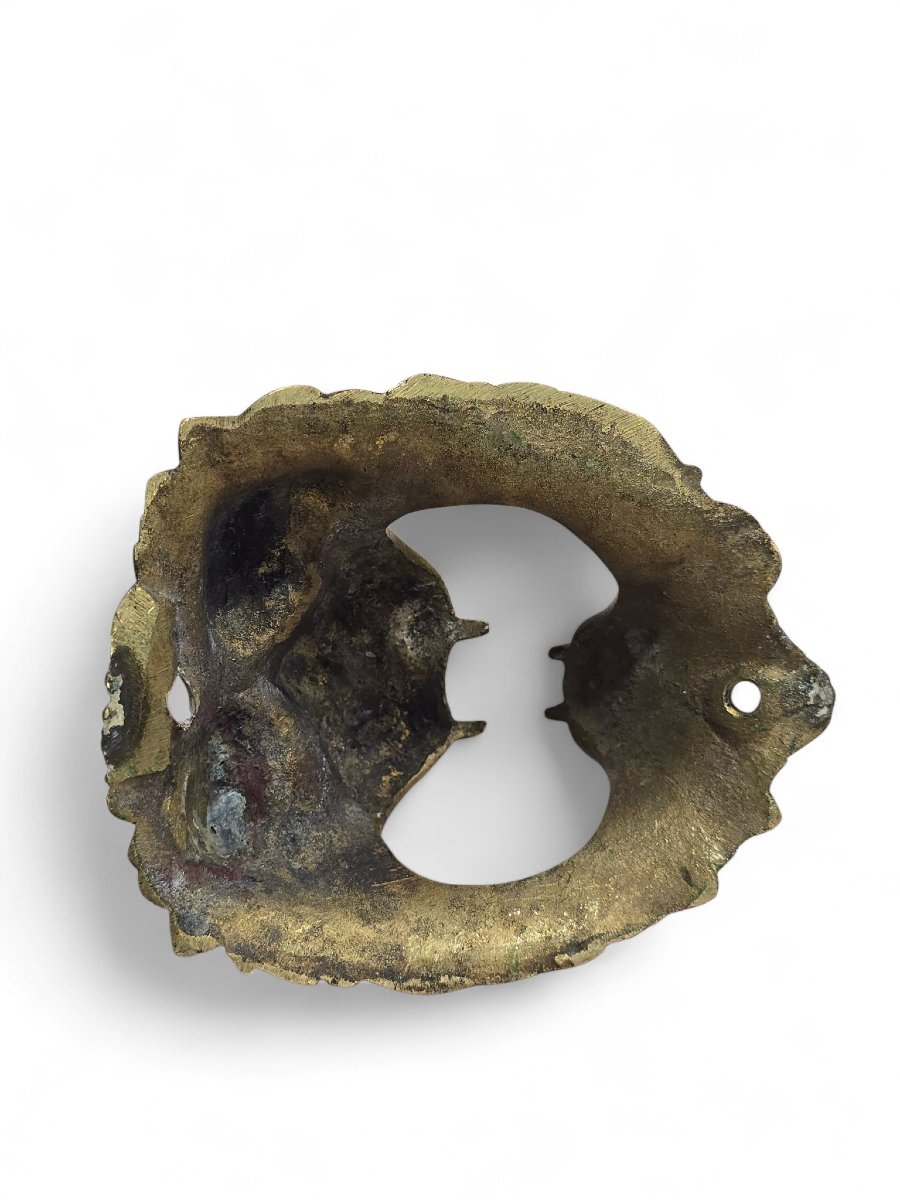 Tête de lion en bronze, XIXe siècle-photo-3