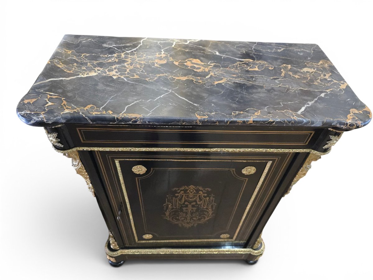 Paire de cabinets français du XIXe siècle, ornés de bronzes dorés et de plateaux en marbre de P-photo-3