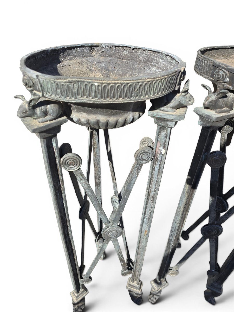 Paire de socles en bronze de style gréco-romain, Naples, années 1950-photo-3