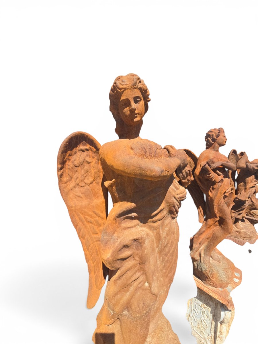Set Of The Four Seasons In Patinated Iron, 1970s-photo-3
