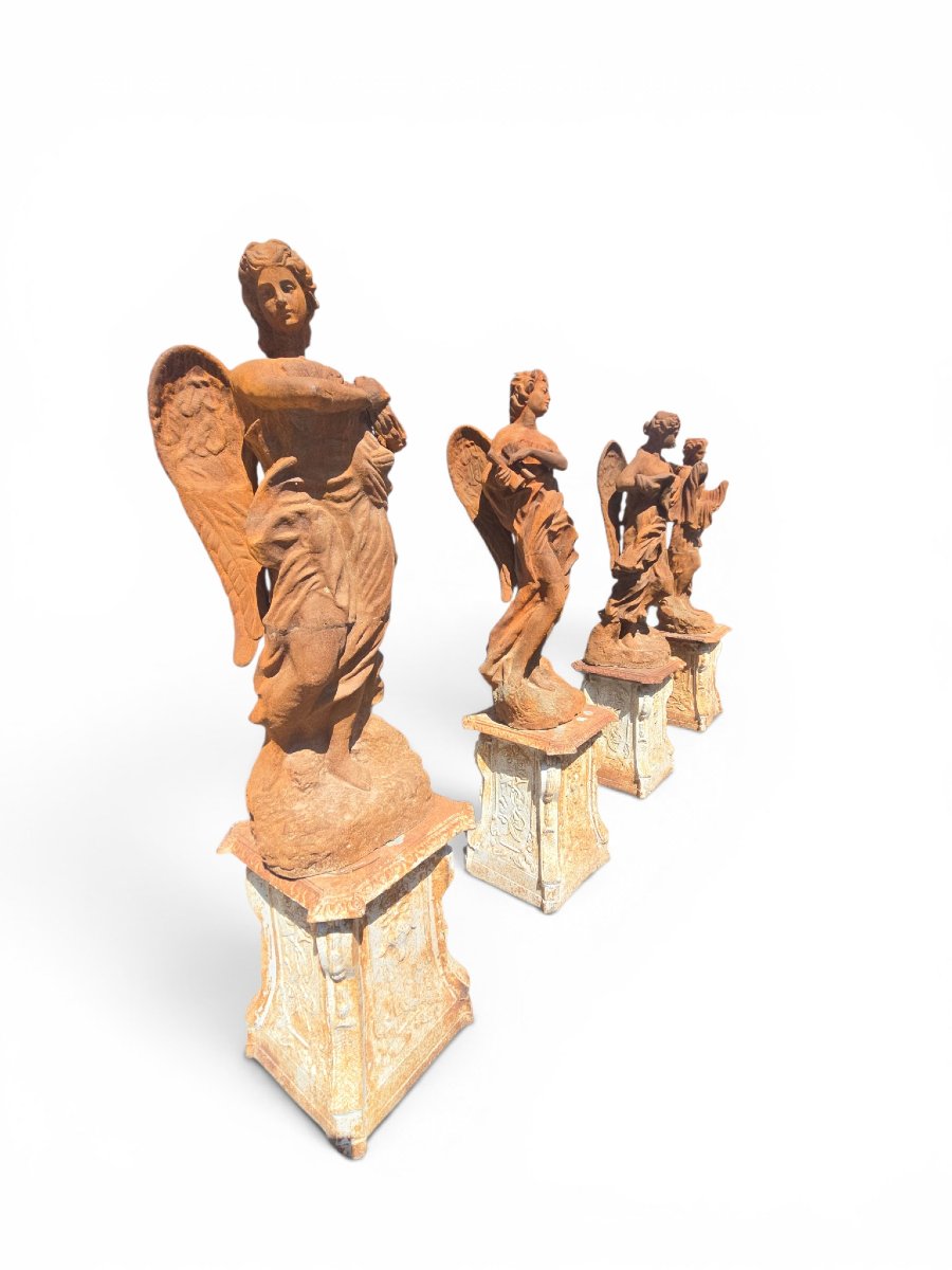 Set Of The Four Seasons In Patinated Iron, 1970s-photo-4