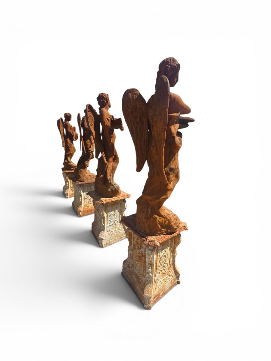 Set Of The Four Seasons In Patinated Iron, 1970s-photo-7
