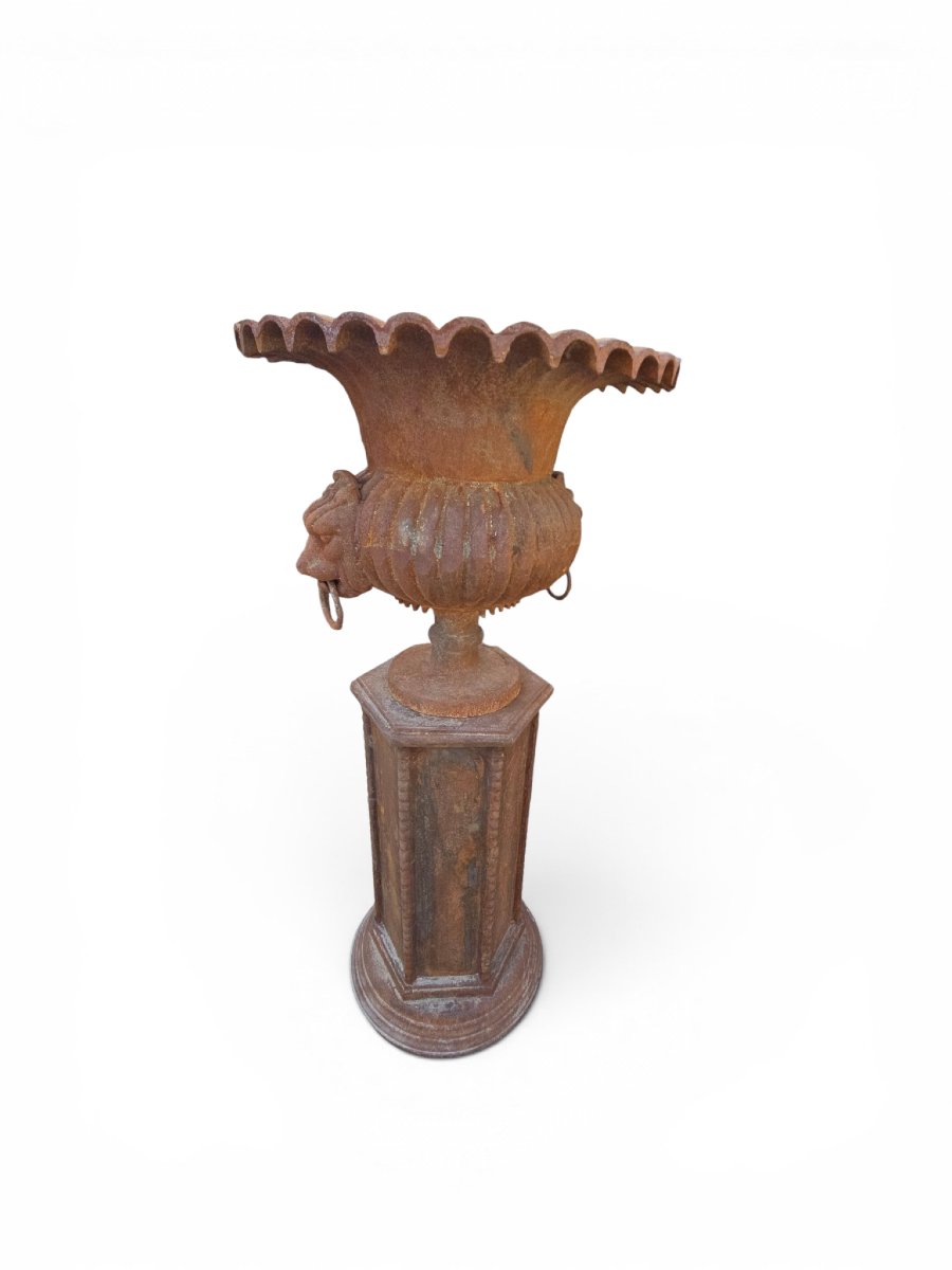 Set Of Four Garden Urns Made Of Weathered Iron, Italy, 1960s-photo-2