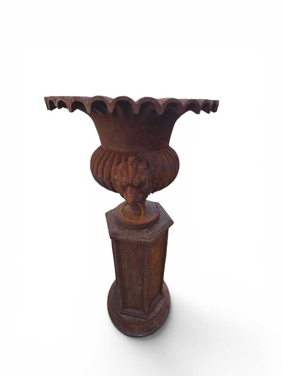 Set Of Four Garden Urns Made Of Weathered Iron, Italy, 1960s-photo-3