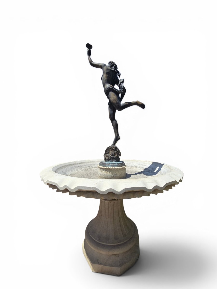 Classic Marble And Bronze Fountain, Naples, 1950s-photo-3
