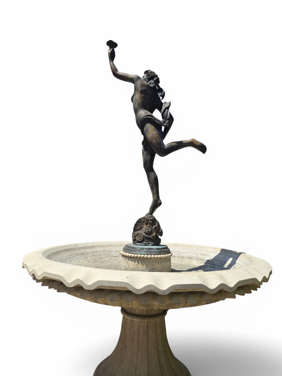 Classic Marble And Bronze Fountain, Naples, 1950s-photo-1