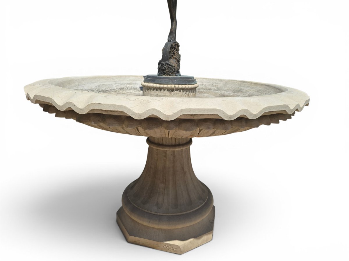 Classic Marble And Bronze Fountain, Naples, 1950s-photo-2