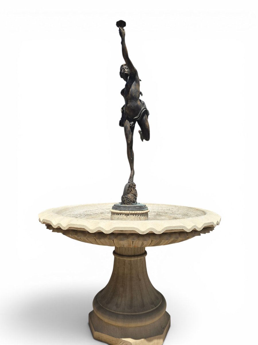 Classic Marble And Bronze Fountain, Naples, 1950s-photo-4