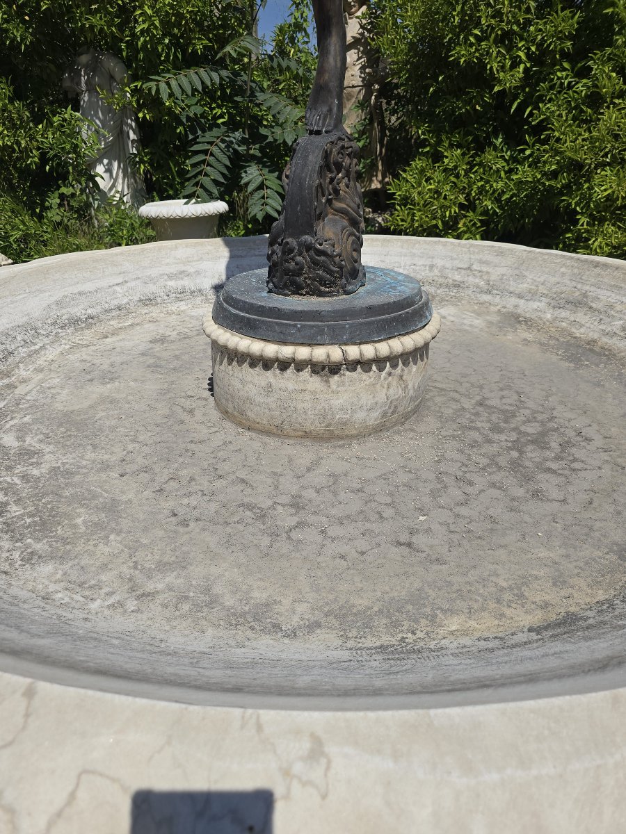Classic Marble And Bronze Fountain, Naples, 1950s-photo-5