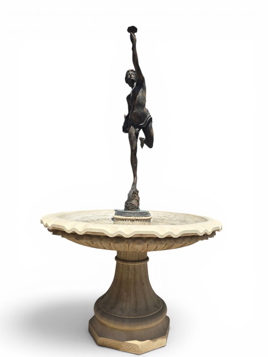 Classic Marble And Bronze Fountain, Naples, 1950s