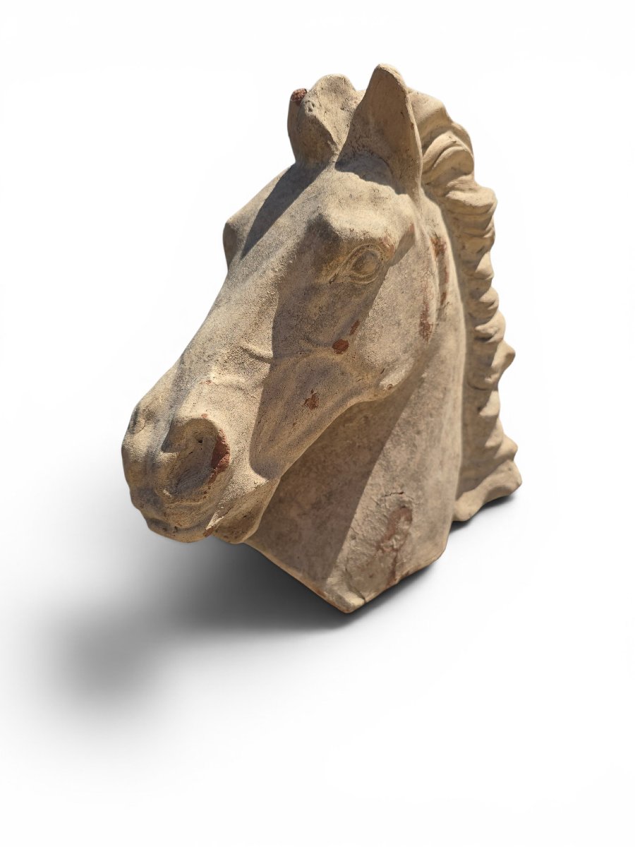 Tête de cheval grecque en terre cuite, Italie, seconde moitié du XXe siècle-photo-4