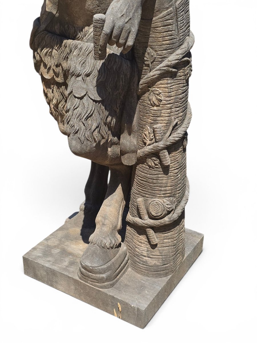 Sculpture de faune en pierre taillée, École napolitaine, début du XXe siècle-photo-3