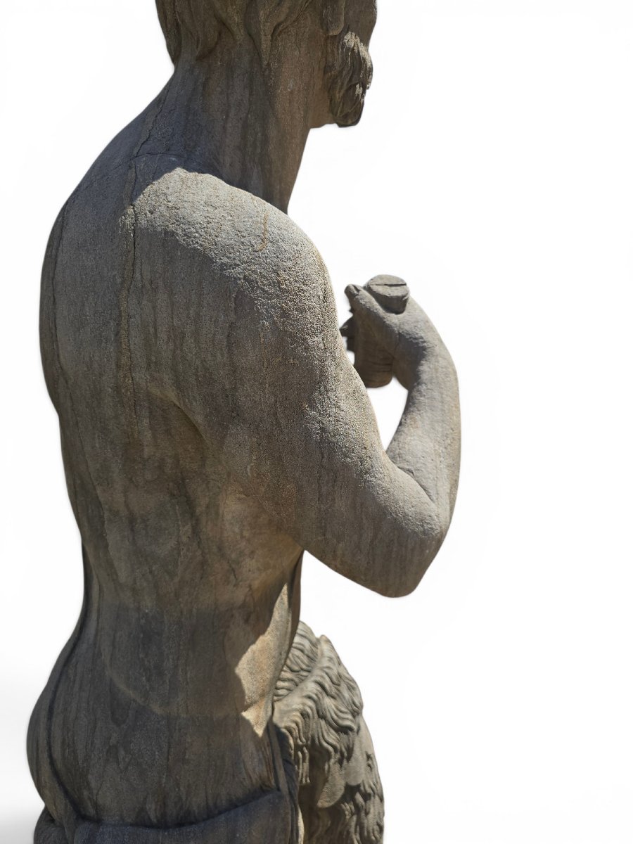 Sculpture de faune en pierre taillée, École napolitaine, début du XXe siècle-photo-4