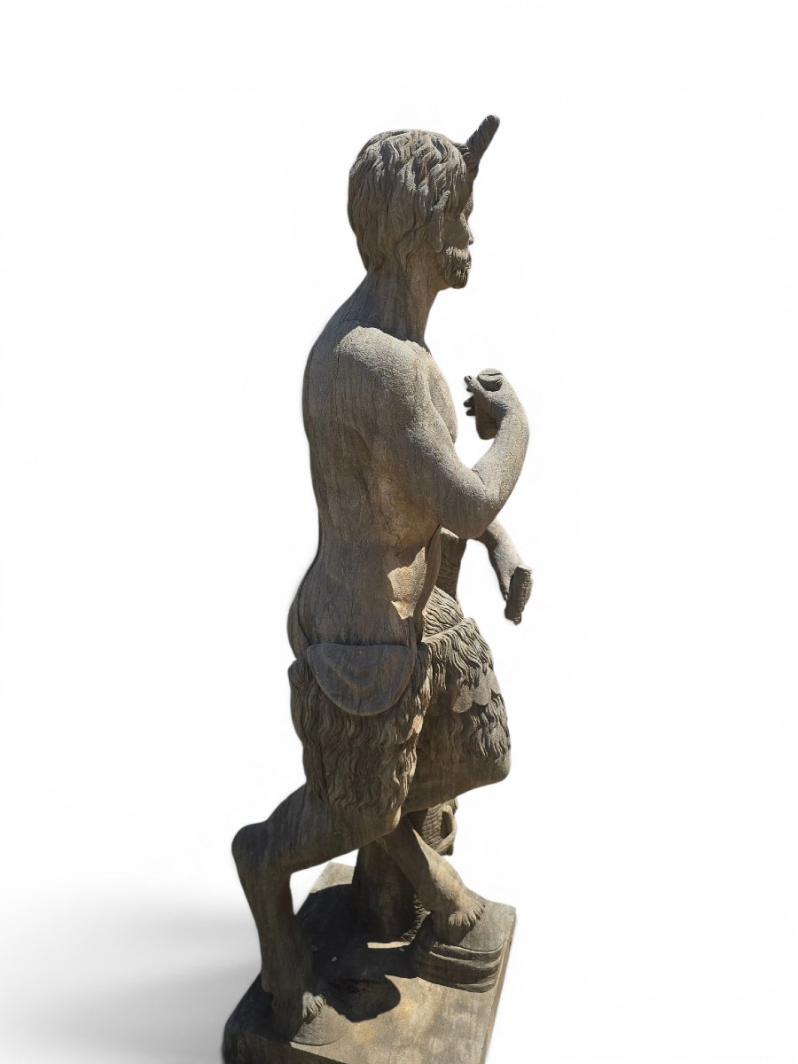Sculpture de faune en pierre taillée, École napolitaine, début du XXe siècle-photo-2