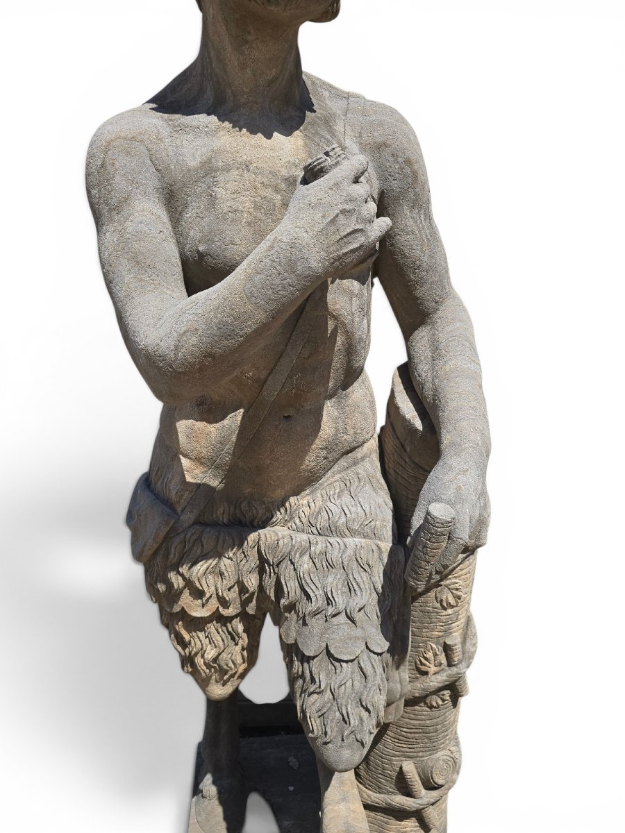 Sculpture de faune en pierre taillée, École napolitaine, début du XXe siècle-photo-3