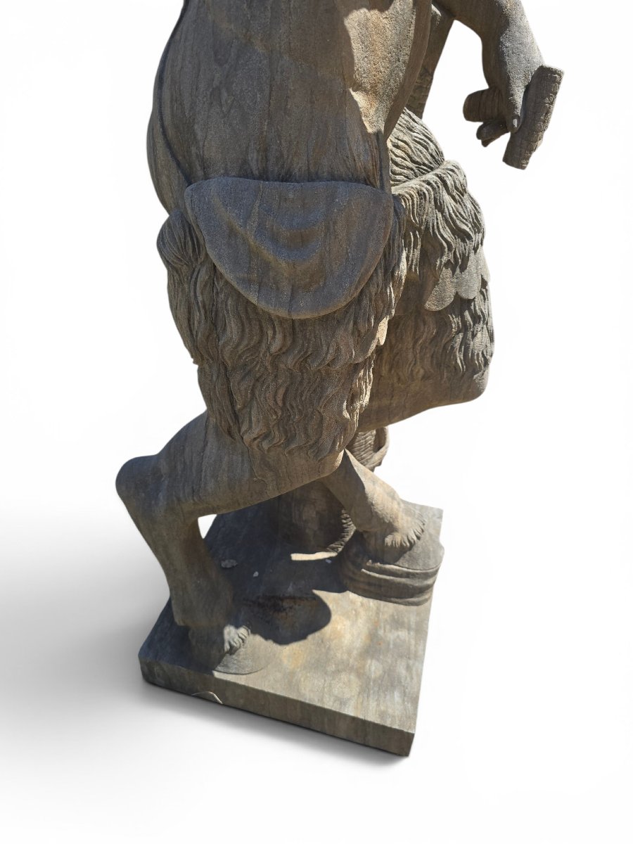 Sculpture de faune en pierre taillée, École napolitaine, début du XXe siècle-photo-4