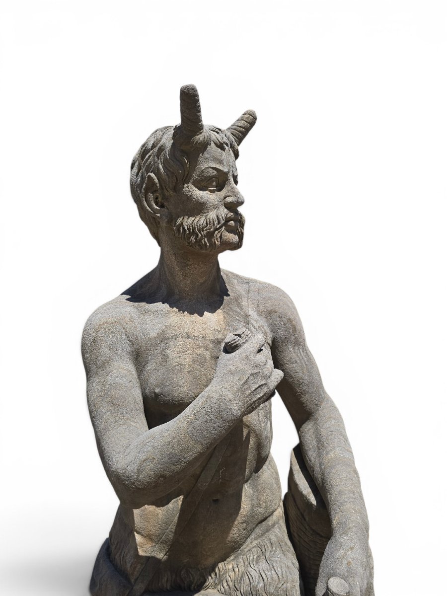 Sculpture de faune en pierre taillée, École napolitaine, début du XXe siècle-photo-6