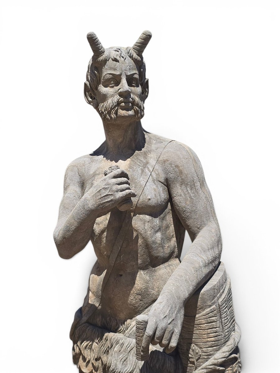 Sculpture de faune en pierre taillée, École napolitaine, début du XXe siècle-photo-7