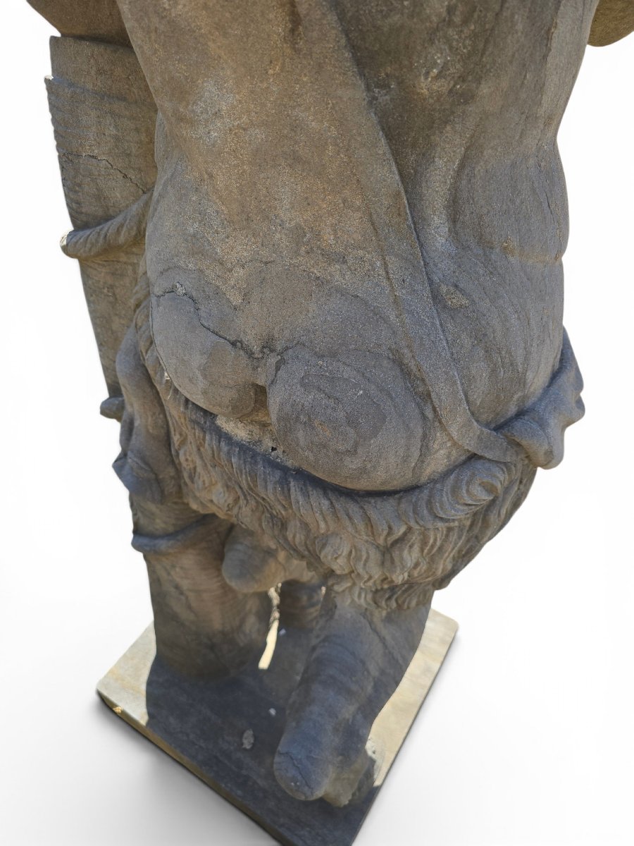 Sculpture de faune en pierre taillée, École napolitaine, début du XXe siècle-photo-8