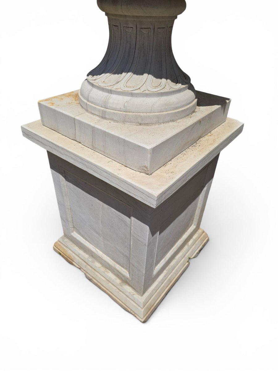 Pair Of Hand-carved Italian Marble Urns, 1950s-photo-5