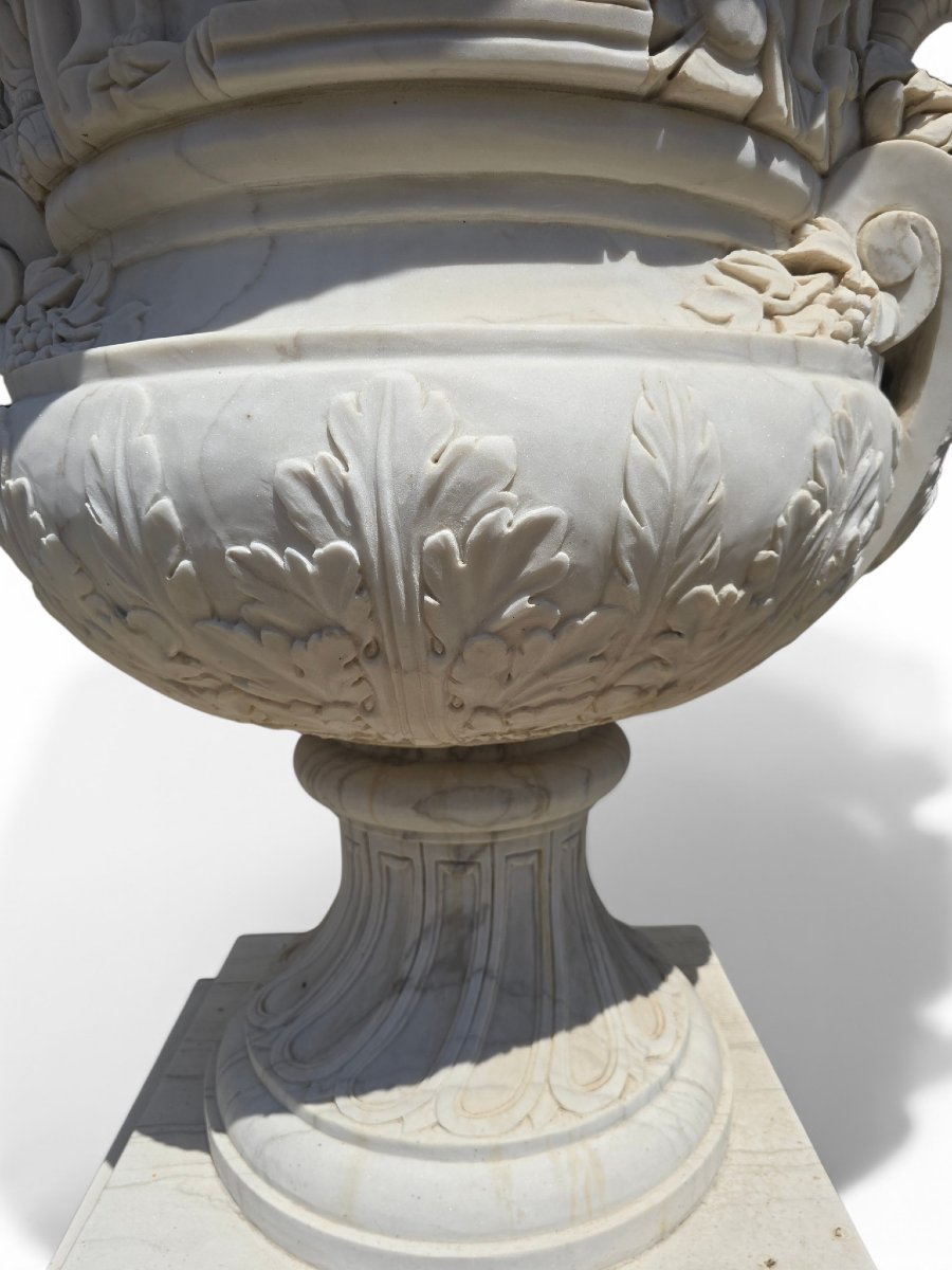 Pair Of Hand-carved Italian Marble Urns, 1950s-photo-6