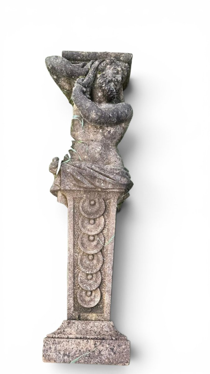 Paire de sculptures en pierre taillée à la main, début du XXe siècle-photo-2