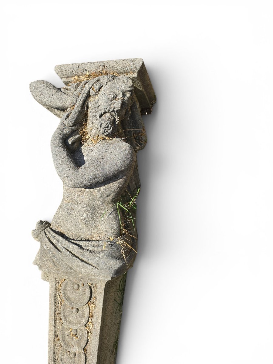 Paire de sculptures en pierre taillée à la main, début du XXe siècle-photo-3