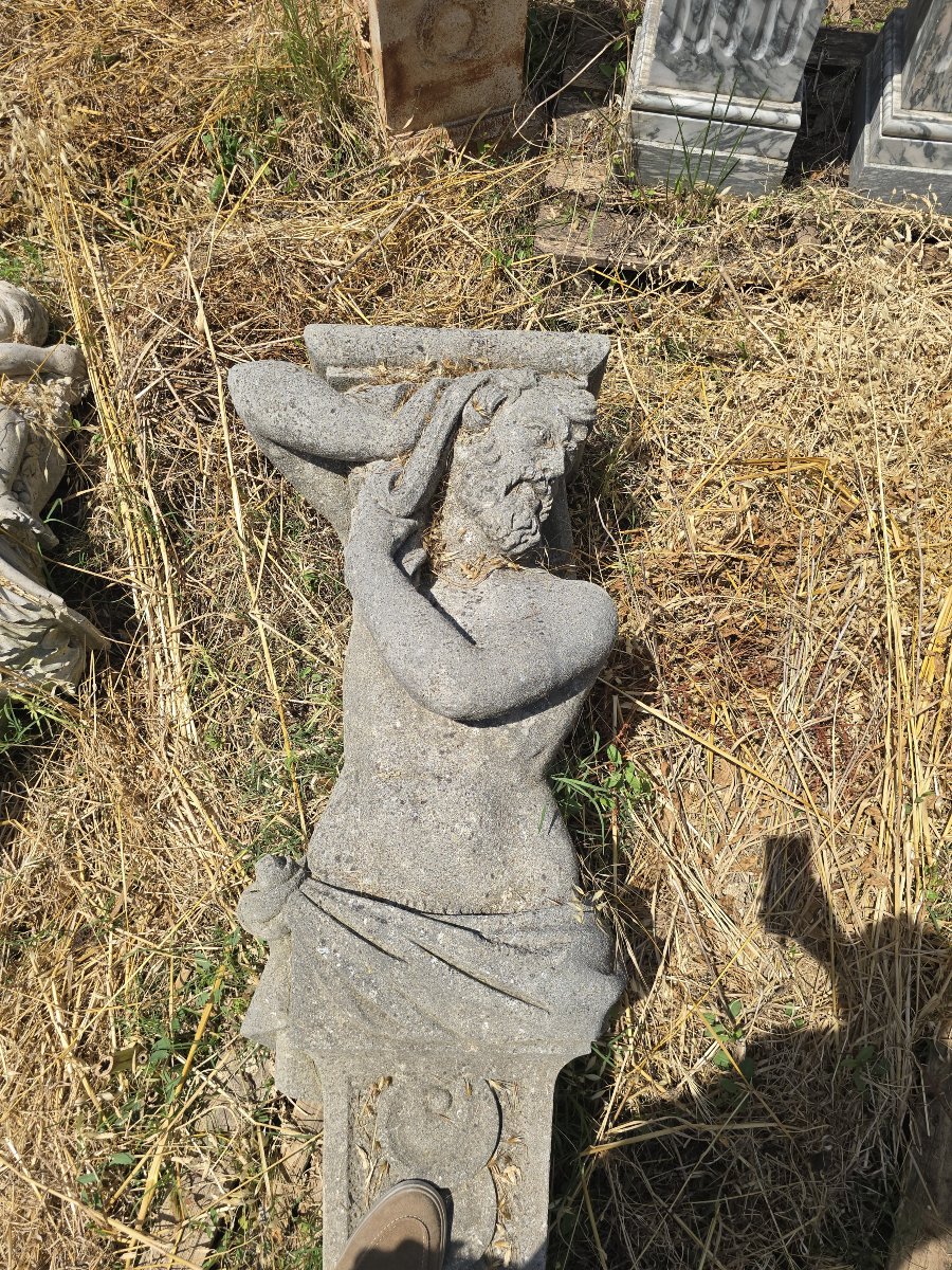 Paire de sculptures en pierre taillée à la main, début du XXe siècle-photo-4