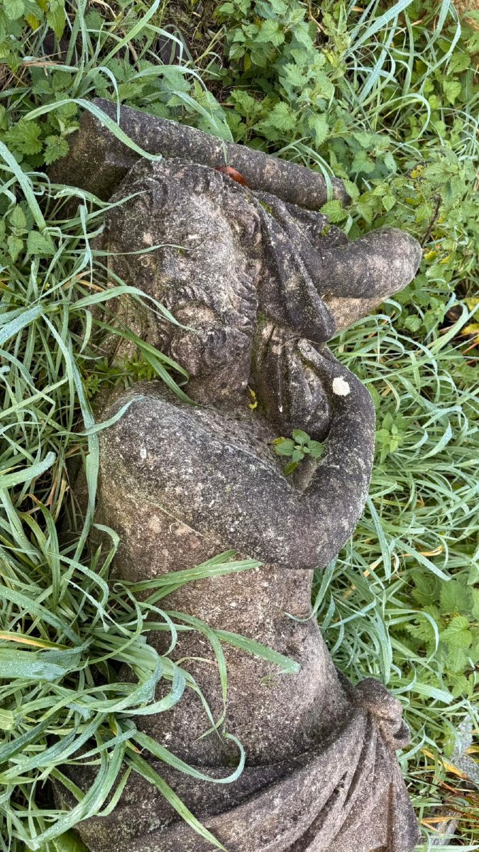 Paire de sculptures en pierre taillée à la main, début du XXe siècle-photo-5
