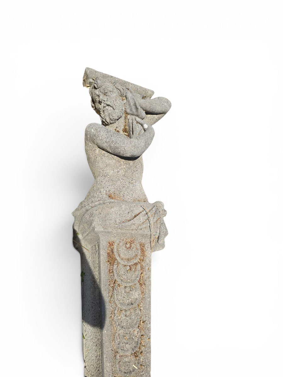 Paire de sculptures en pierre taillée à la main, début du XXe siècle-photo-6