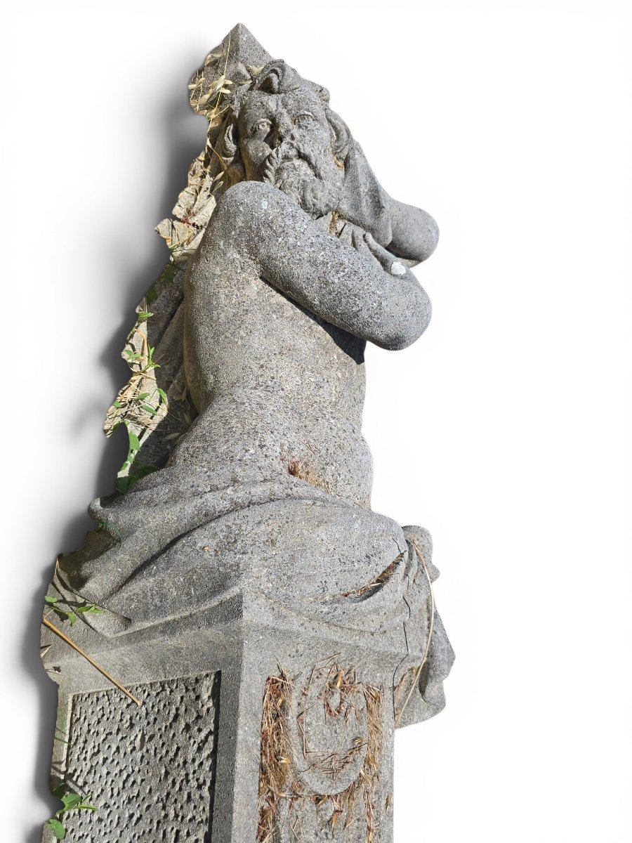 Paire de sculptures en pierre taillée à la main, début du XXe siècle-photo-7