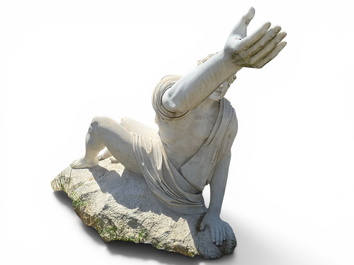 Sculpture en marbre italien représentant une figure marine mythologique grecque, mi-photo-3