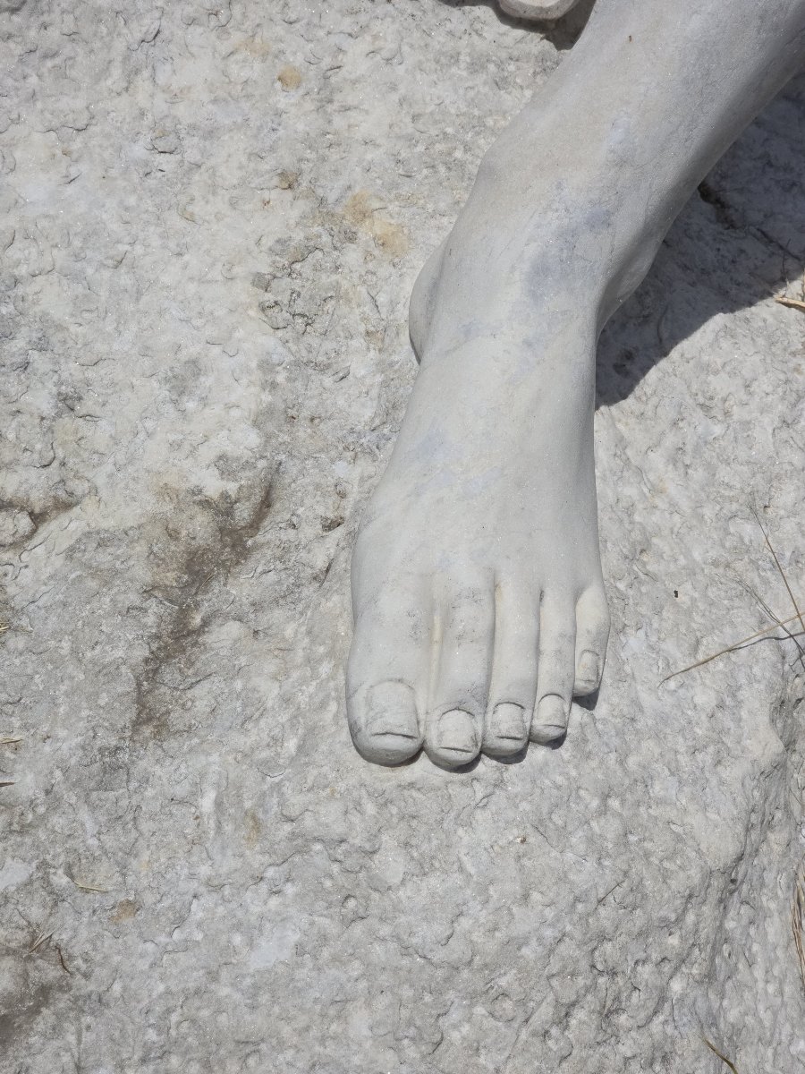 Sculpture en marbre italien représentant une figure marine mythologique grecque, mi-photo-4
