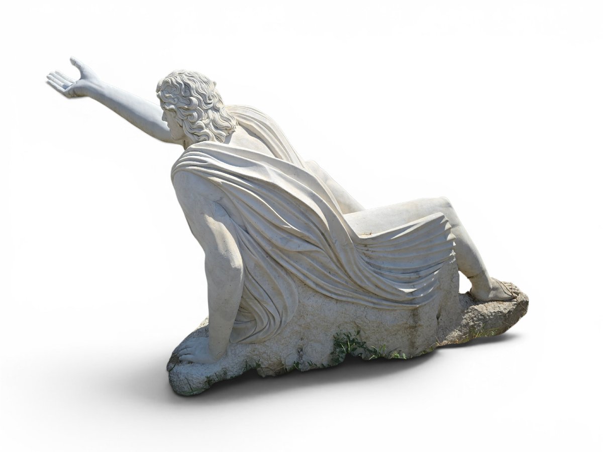 Sculpture en marbre italien représentant une figure marine mythologique grecque, mi-photo-3