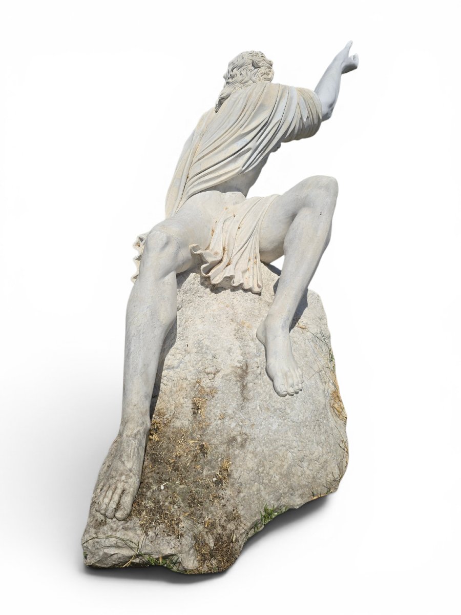 Sculpture en marbre italien représentant une figure marine mythologique grecque, mi-photo-5