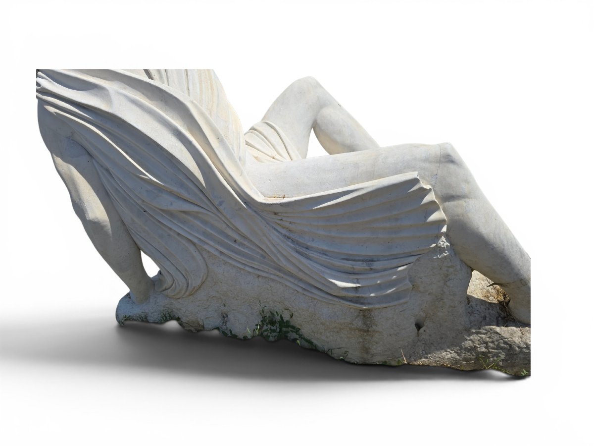 Sculpture en marbre italien représentant une figure marine mythologique grecque, mi-photo-6