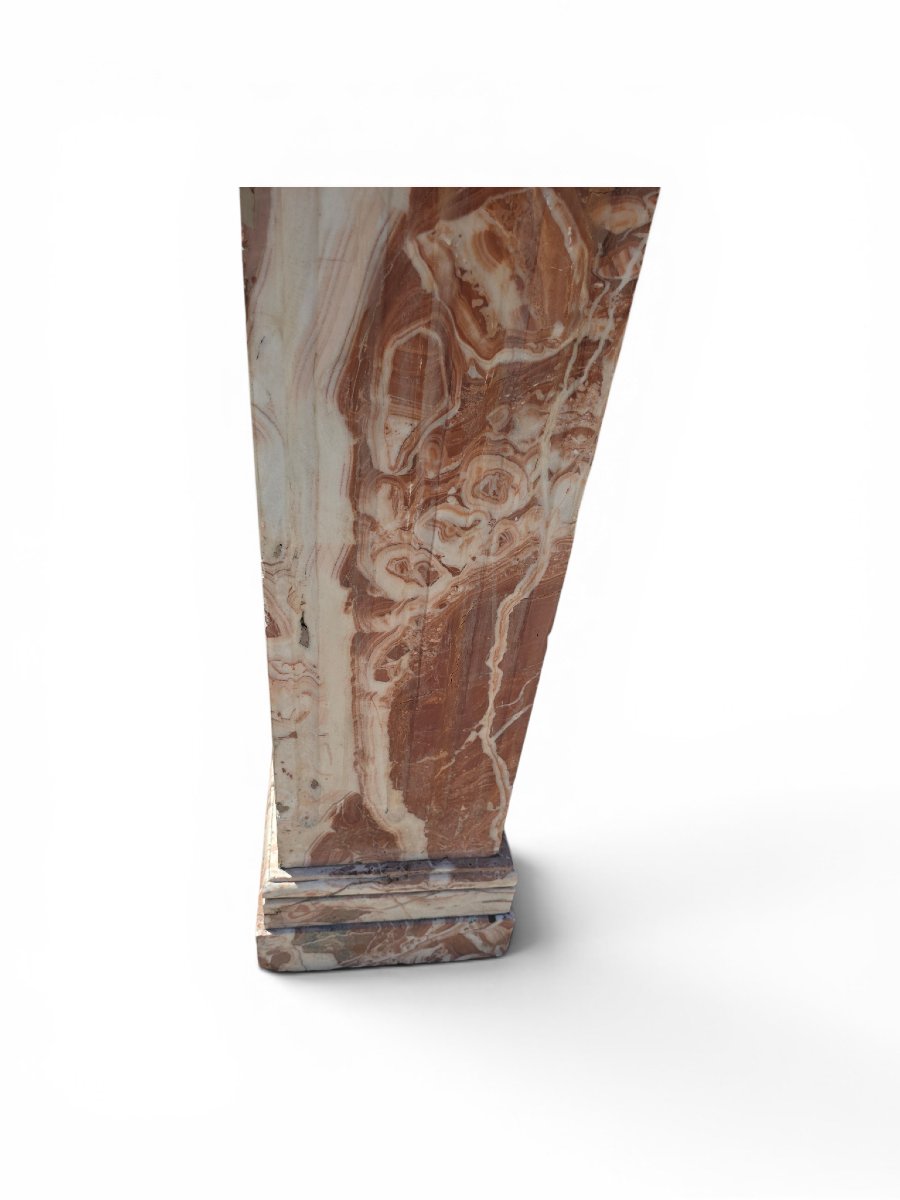 Base In Veined Red Marble, First Half Of The 20th Century-photo-2