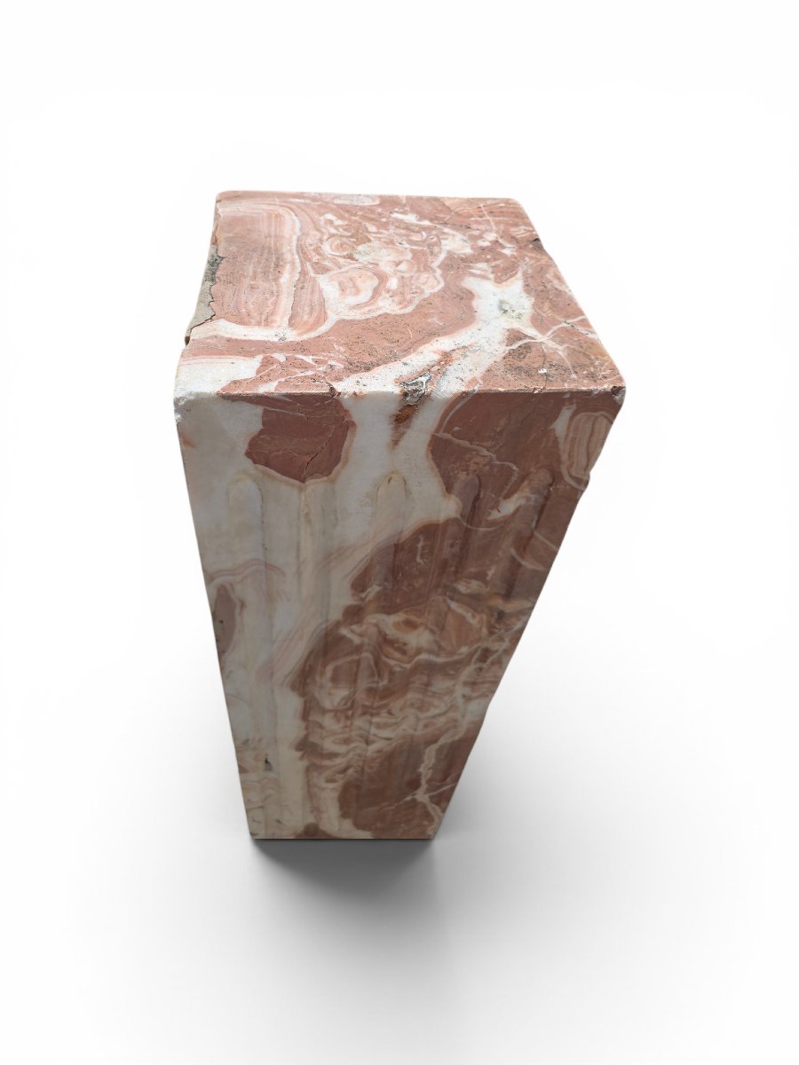 Base In Veined Red Marble, First Half Of The 20th Century-photo-3