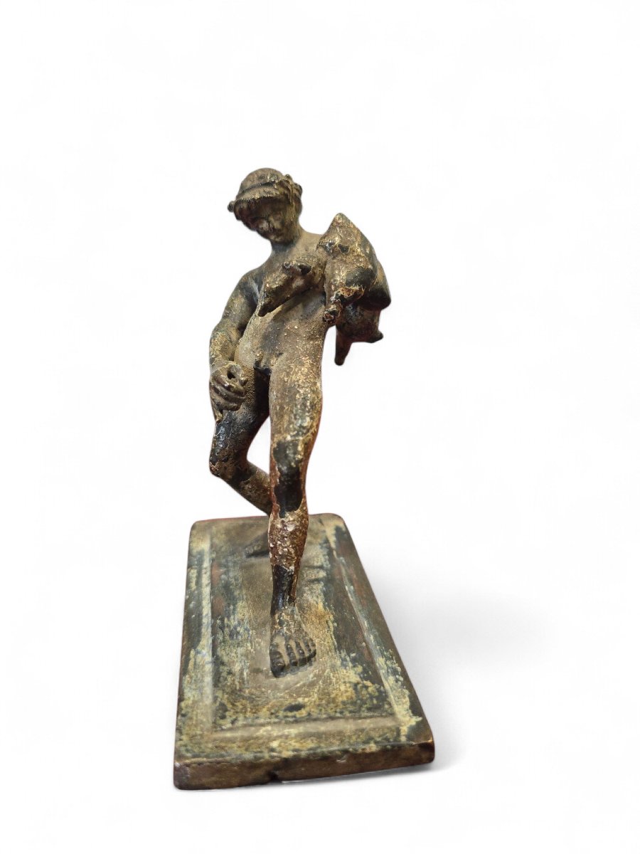19th-century Bronze Satyr Serving Wine, Based On An Ancient Pompeian Model-photo-2
