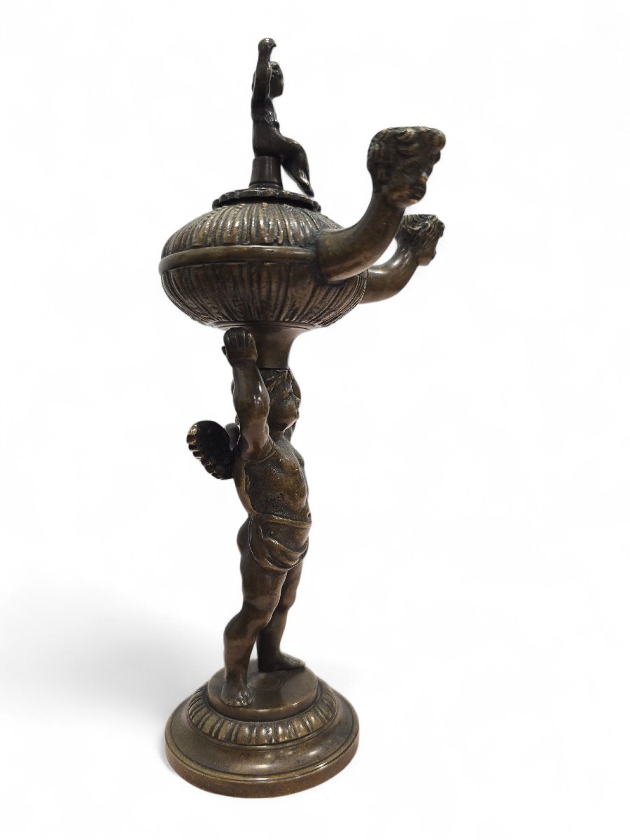 Brûleur d'encens en bronze de style néo-roman, XIXe siècle-photo-4