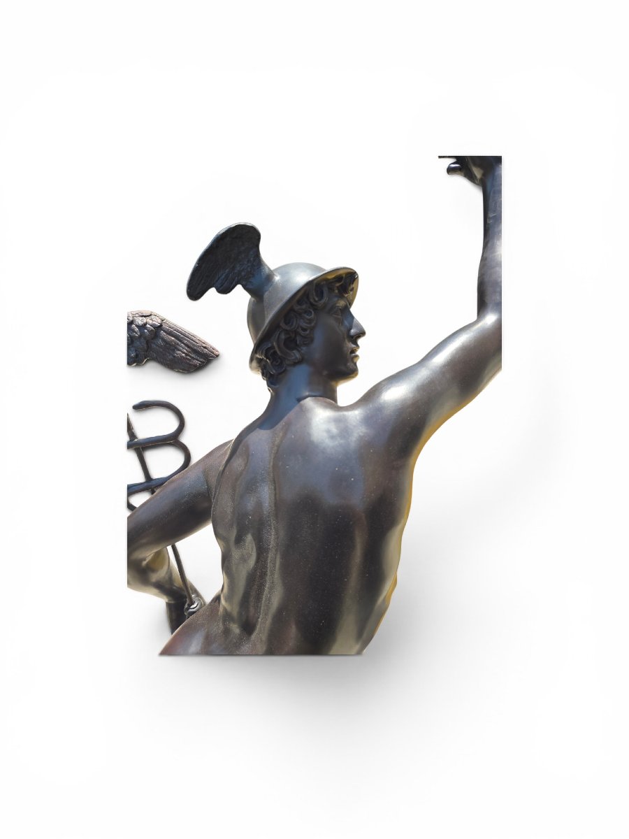  Mercury In Patinated Bronze After Giambologna, Naples, Italy, 1960s-photo-3