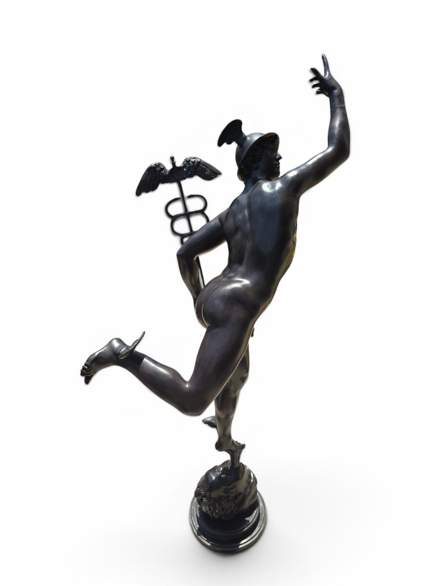  Mercury In Patinated Bronze After Giambologna, Naples, Italy, 1960s-photo-4