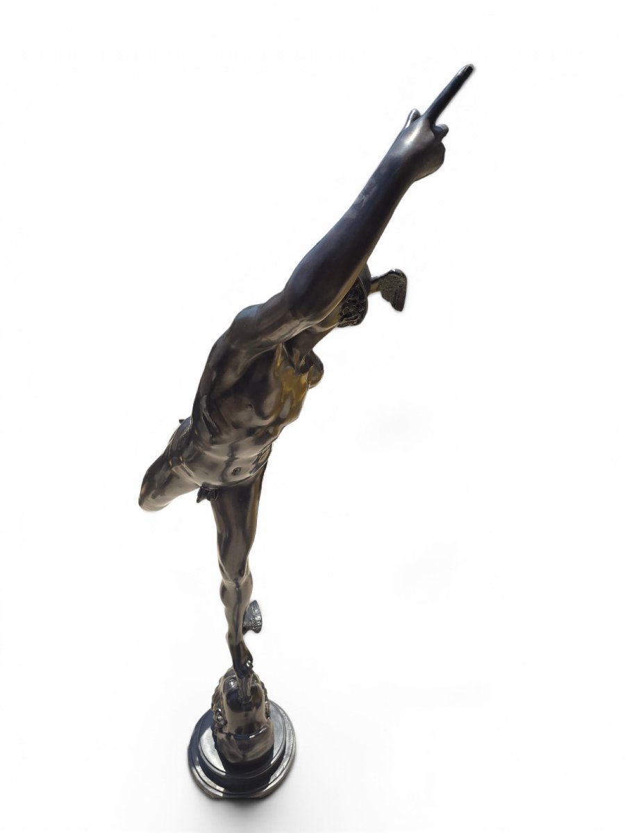  Mercury In Patinated Bronze After Giambologna, Naples, Italy, 1960s-photo-2