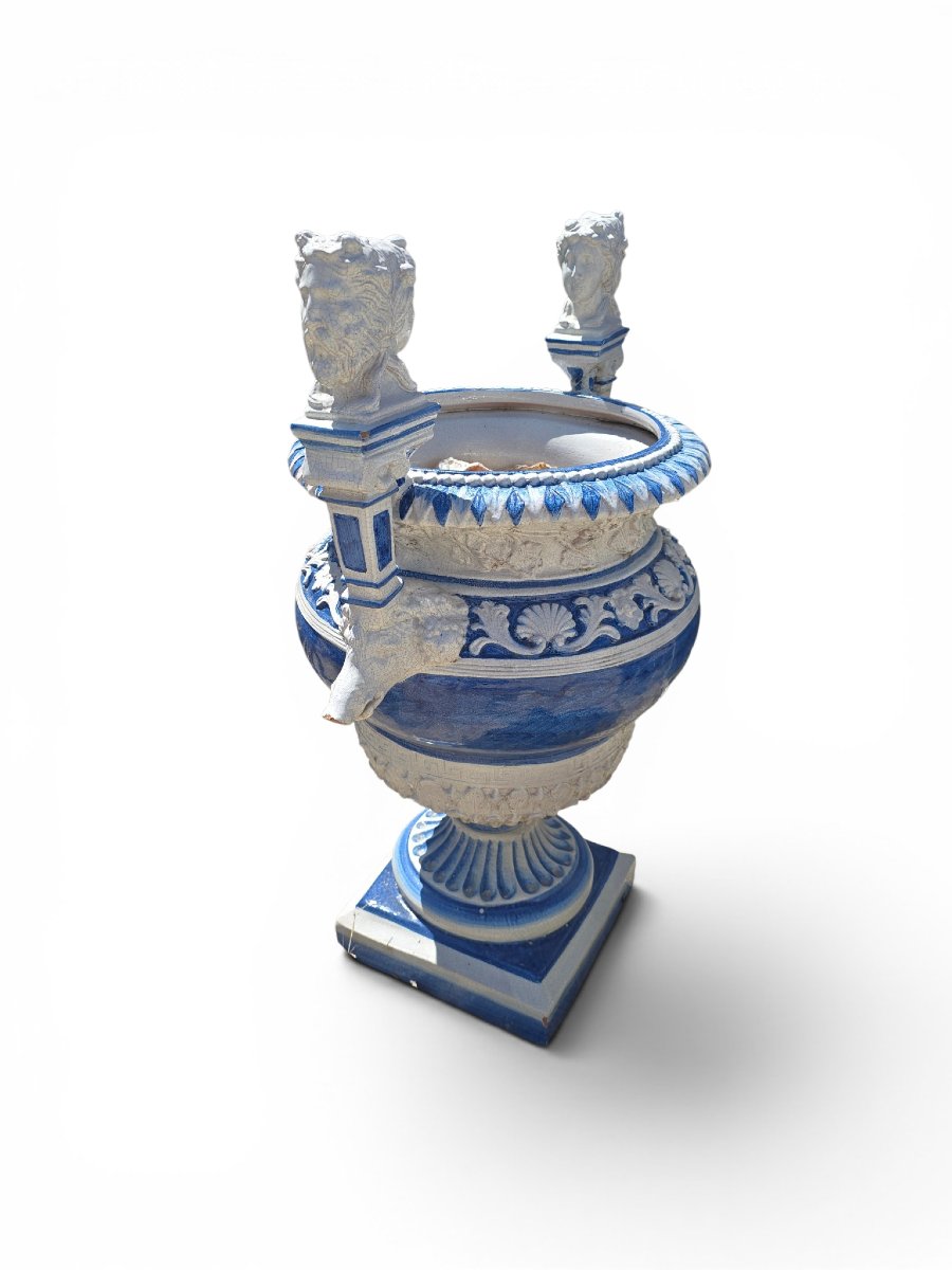 Pair Of Hand-painted Italian Vases, 1950s-photo-4