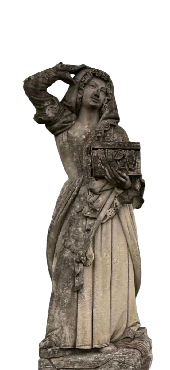 Paire de statues  de jardin en pierre de Vicence, Italie, XIXe siècle-photo-3