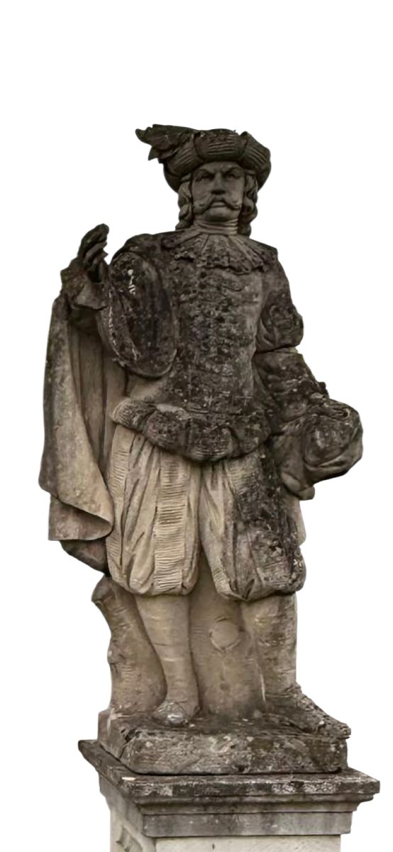 Paire de statues  de jardin en pierre de Vicence, Italie, XIXe siècle-photo-4