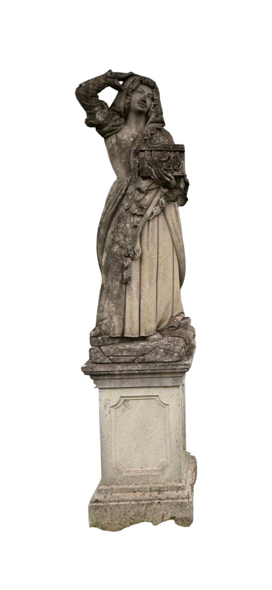 Paire de statues  de jardin en pierre de Vicence, Italie, XIXe siècle-photo-1
