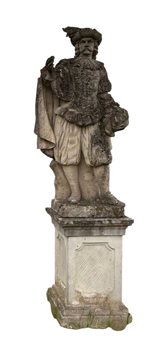 Paire de statues  de jardin en pierre de Vicence, Italie, XIXe siècle-photo-2
